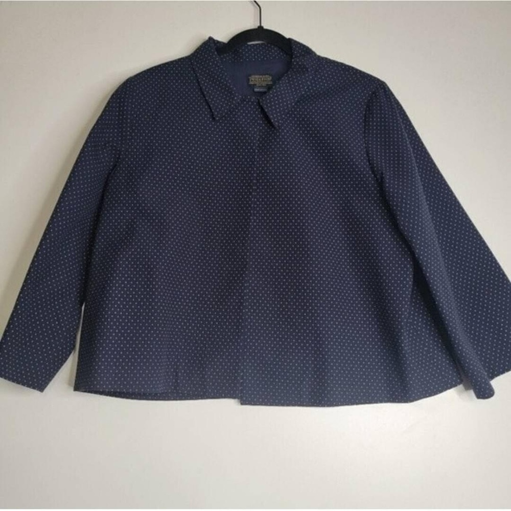 Pendleton Navy Polka Dot Crop Blazer Cape Style Jacket Large - Picture 2 of 6